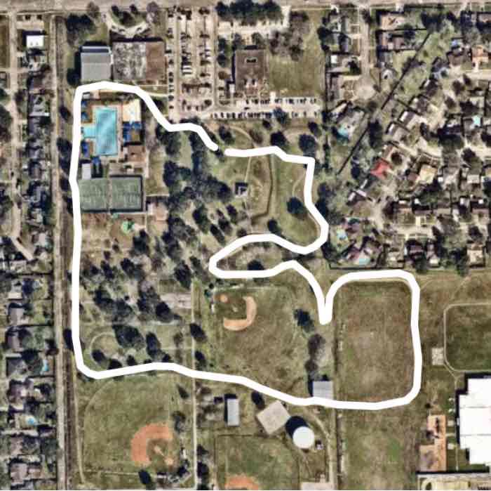 Dow Park walking route map in La Porte