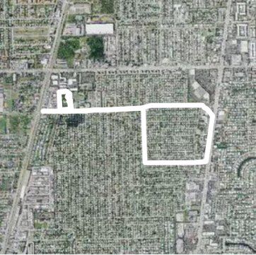 RT 1 walking route map in Hillsboro Beach