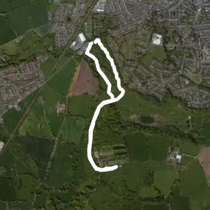 Erddig evening path walking route map in Wrexham