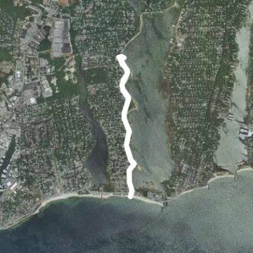 Great Pond to Bristol Beach round trip walking route map in Falmouth