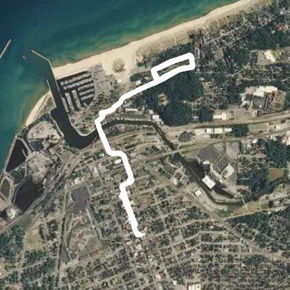 Washington Park Beach Walk walking route map in Michigan City