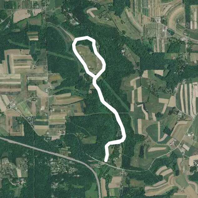 Brush Creek Park walking route map in Fombell