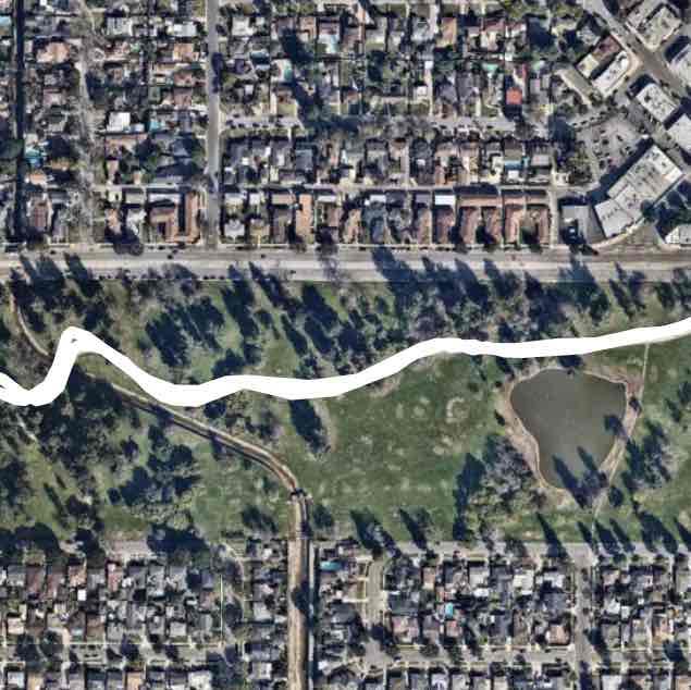 Heartwell Park walking route map in Hawaiian Gardens
