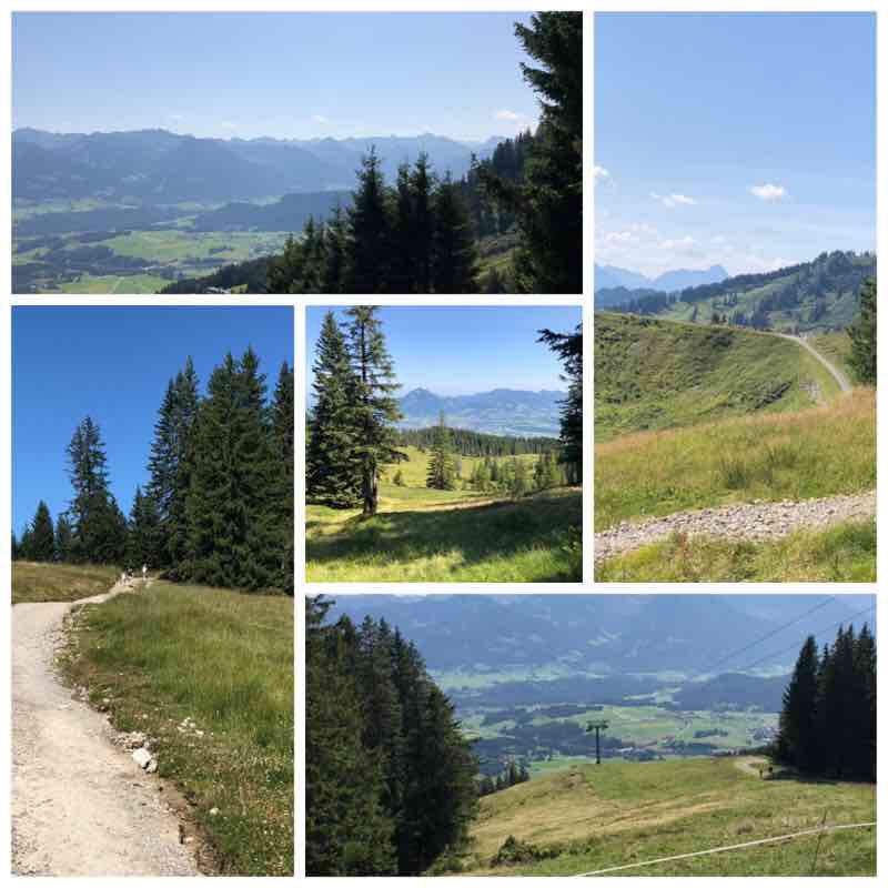 Hörnerbahn summit station to the Rangiswanger Horn walking route map in Bolsterlang