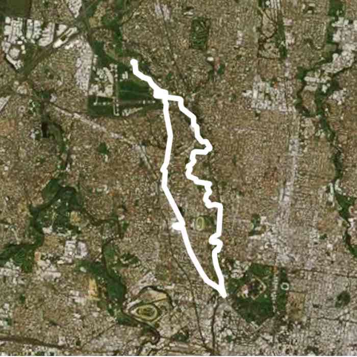 Travancore and back walking route map in Strathmore