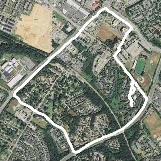 Germantown walking route map in Montgomery Village