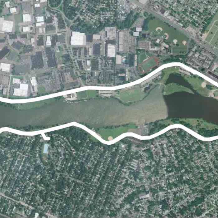 Cooper river walking route map in Cherry Hill Township