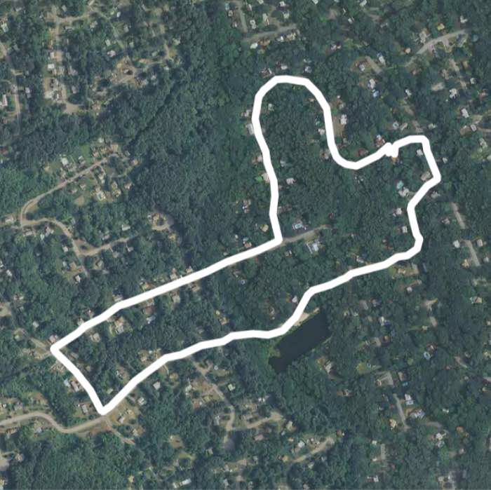 Neighborhood walk - some sloping streets. walking route map in Wilmington