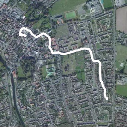 Walk to town walking route map in Thorne