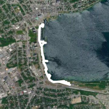 South Shore to Spirit Catcher walking route map in Barrie