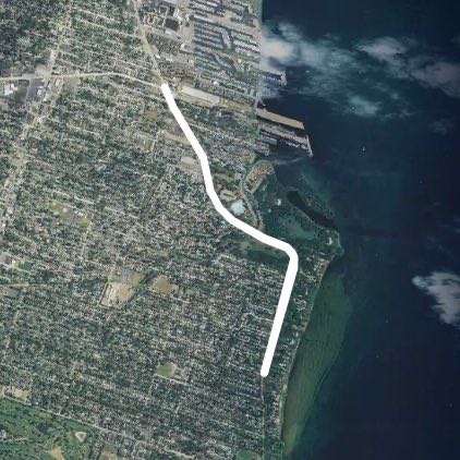 Lakeshore walk walking route map in Grosse Pointe Shores