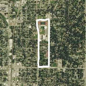 Stadium route walking route map in Ponca City