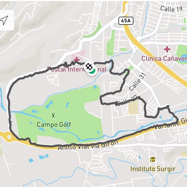 Road ring and country club route walking route map in Floridablanca