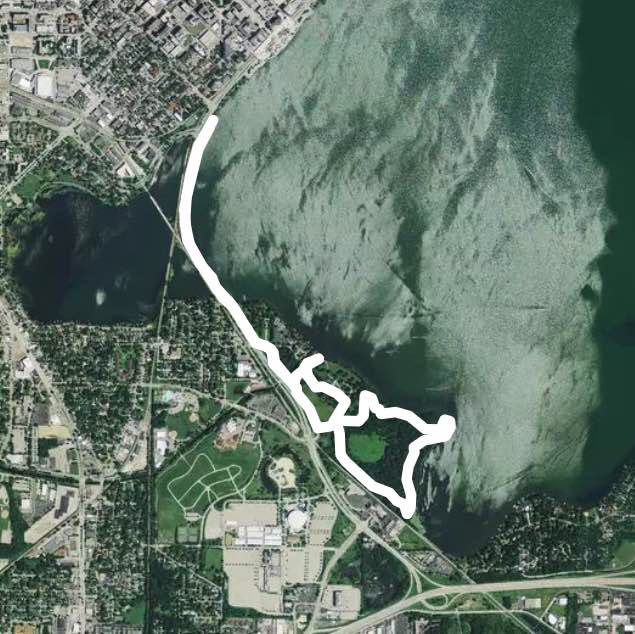 Monona lake walking trail walking route map in Monona