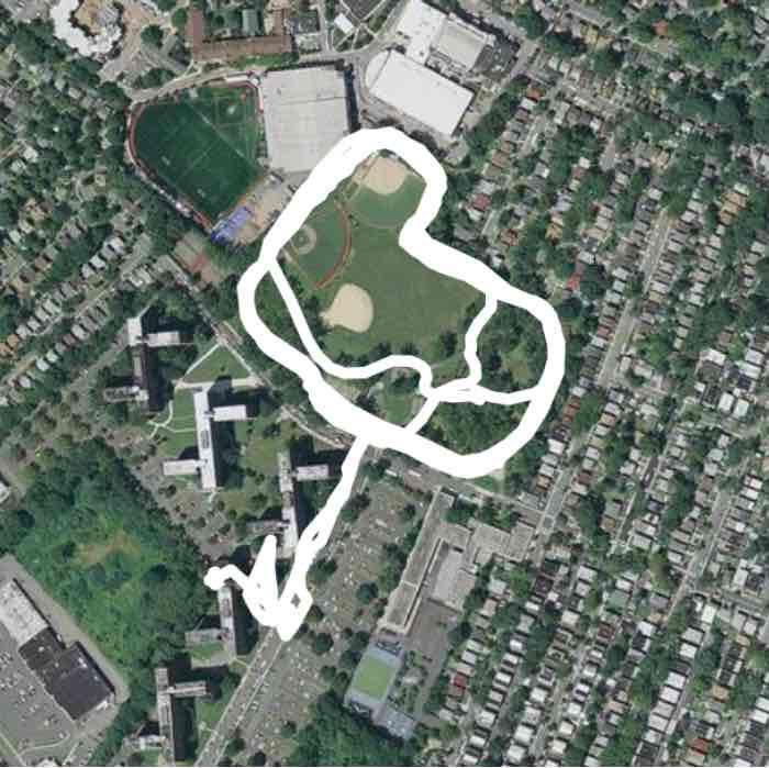 Ivy hill park walking route map in Newark