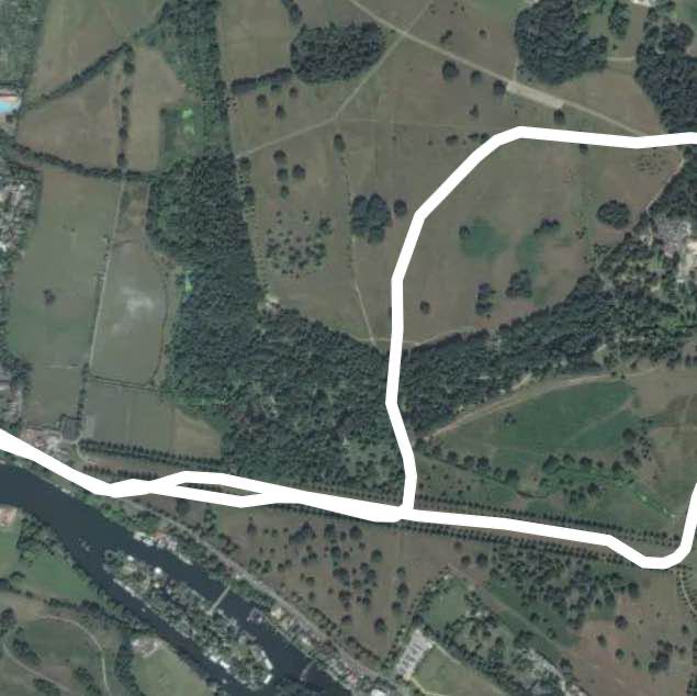 Bushy Park walking route map in Molesey
