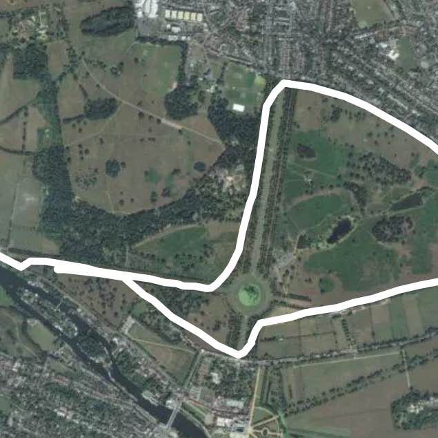 Bushy Park walking route map in Molesey