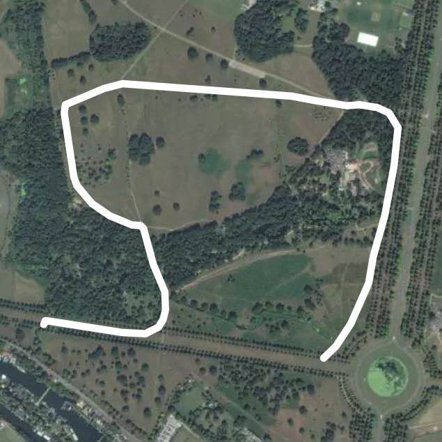 Bushy Park walking route map in Molesey