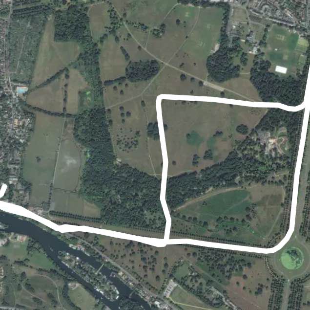 Bushy Park walking route map in Molesey