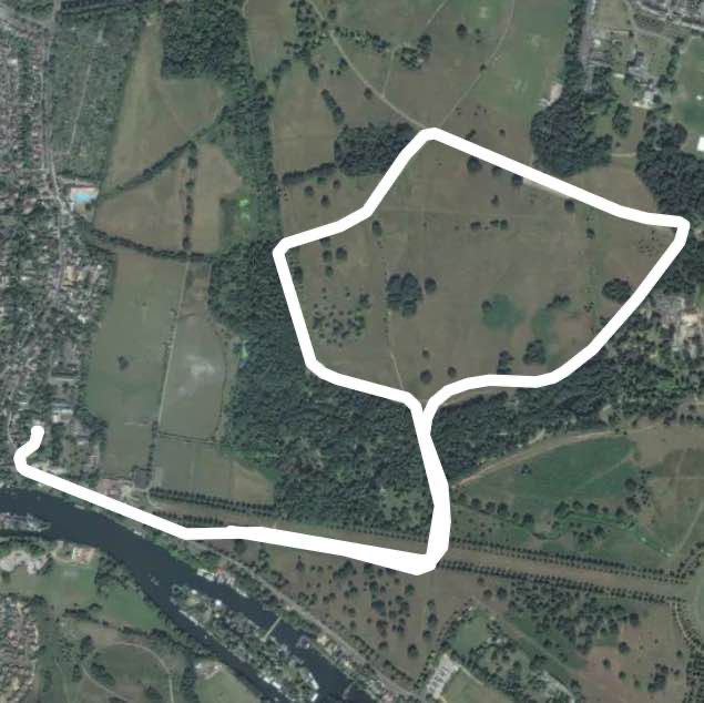 Bushy Park walking route map in Molesey