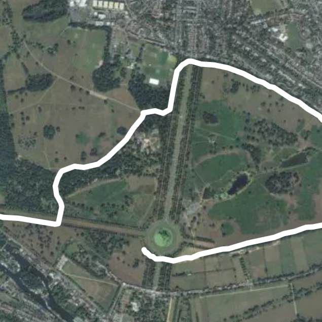 Bushy Park  walking route map in Molesey