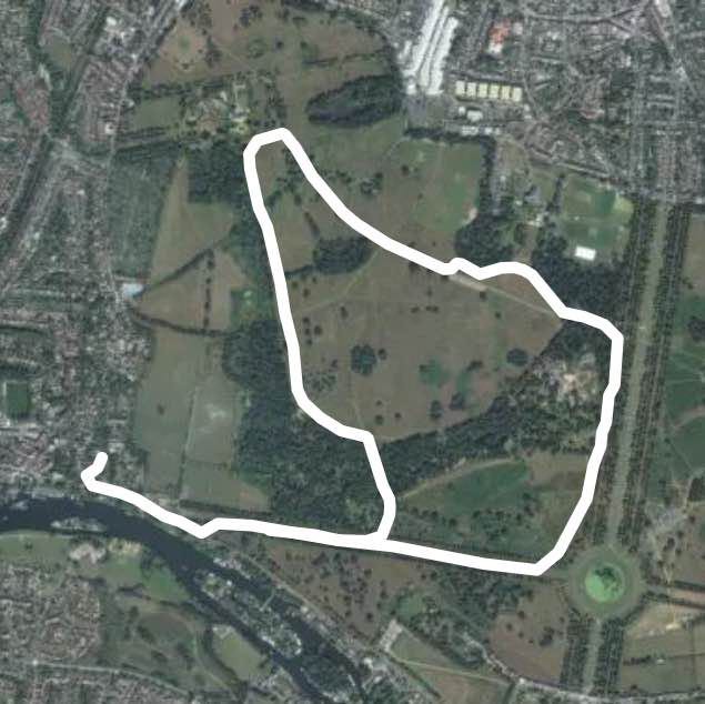 Bushy Park walking route map in Molesey