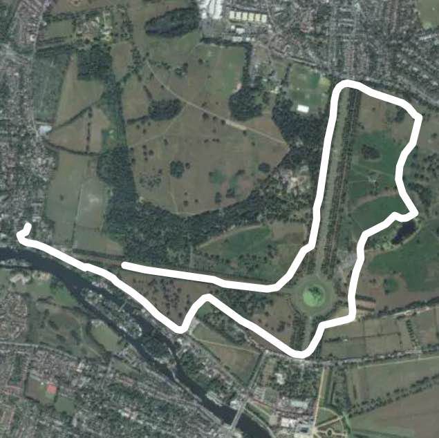 Bushy Park walking route map in Molesey