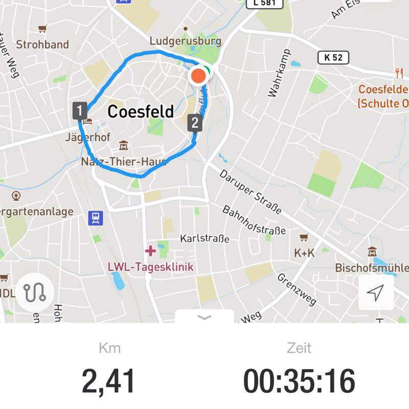 Coesfeld Wallrunde walking route map in Coesfeld