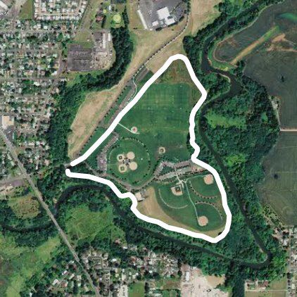 Joe Dancer Park walking route map in Dayton