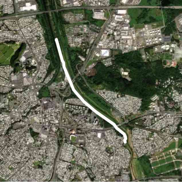 Rio Bayamón Linear Park walking route map in Guaynabo