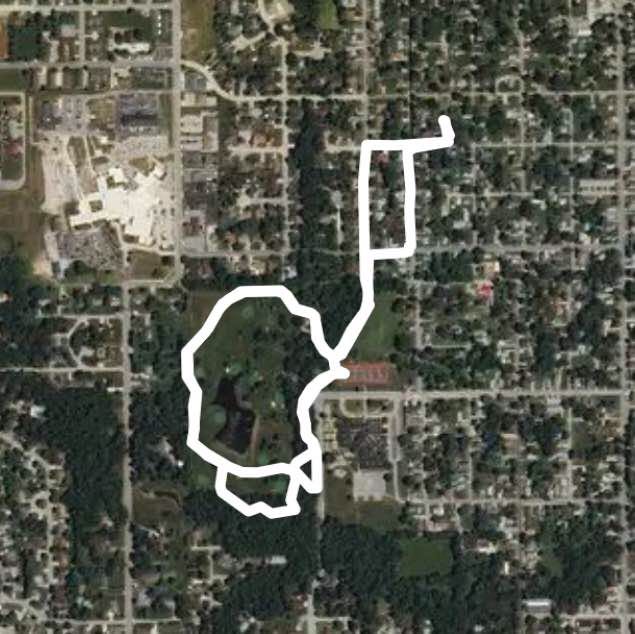 Washington Park walking route map in Robinson