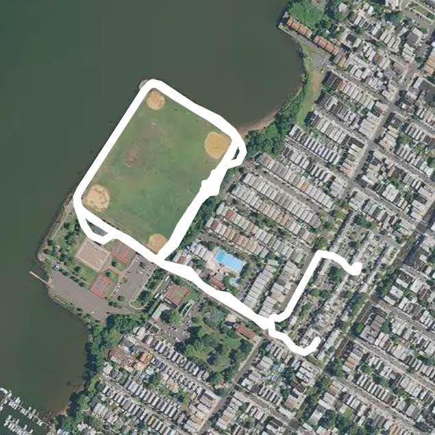 16 th street park  walking route map in Bayonne