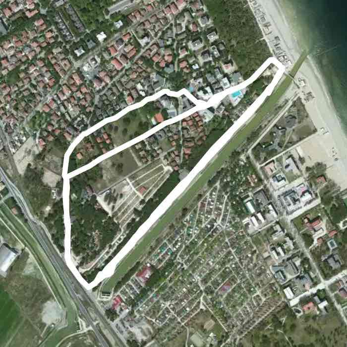 Camping Zadina walking route map in Cesenatico