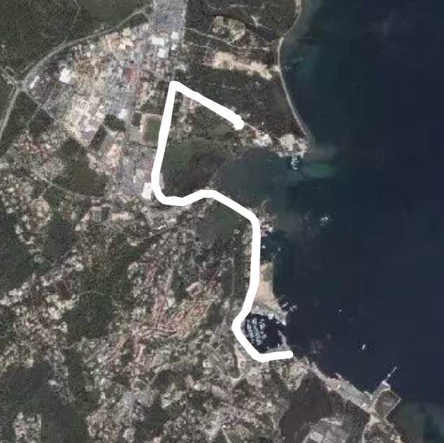 Le port old port walking route map in Porto-Vecchio