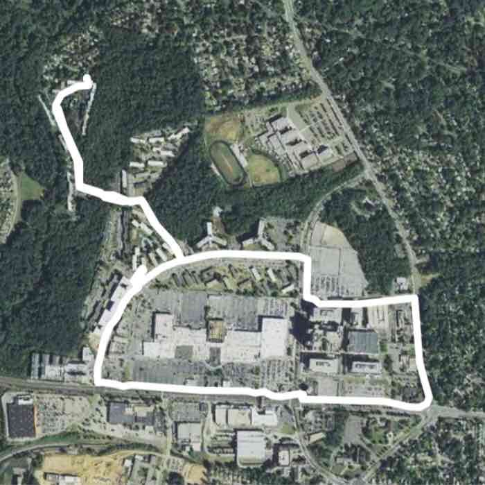MPG/ University Town Center  walking route map in College Park