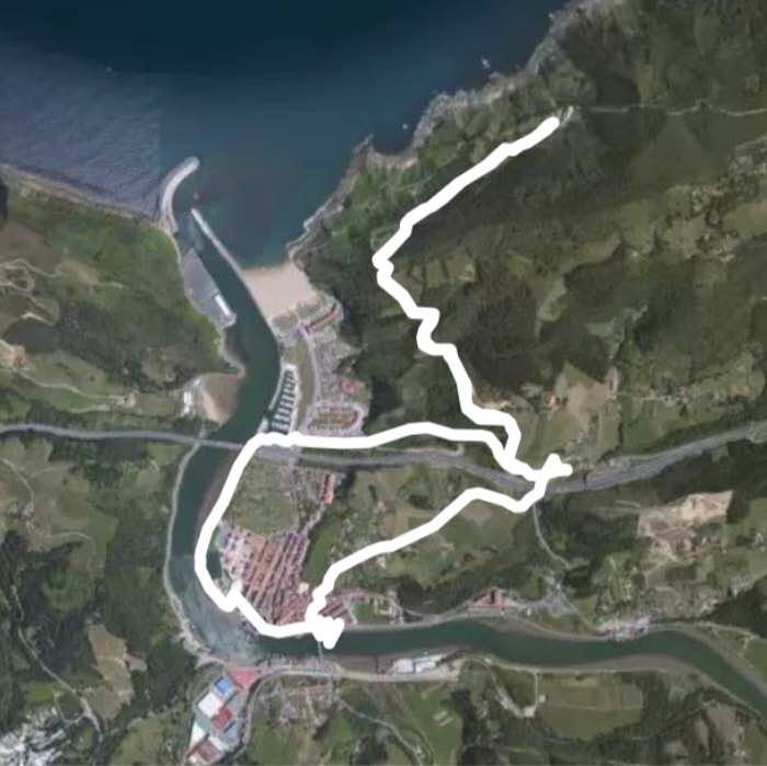 Return of Itxaspe by asphalt walking route map in Orio