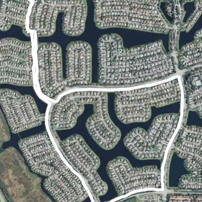 Pembroke Falls walking route map in Pembroke Pines