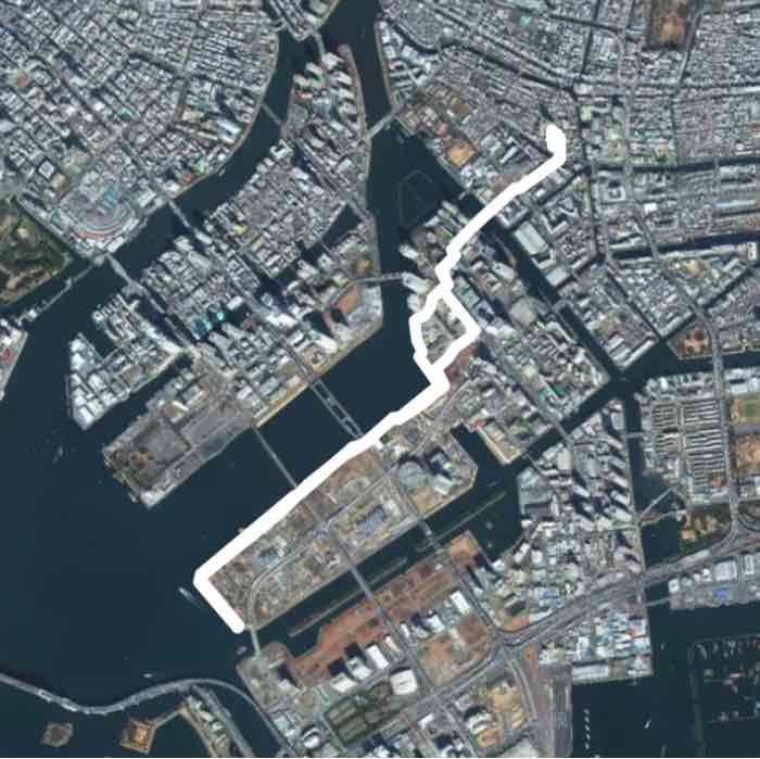 Toyosu walking route map in Koto City