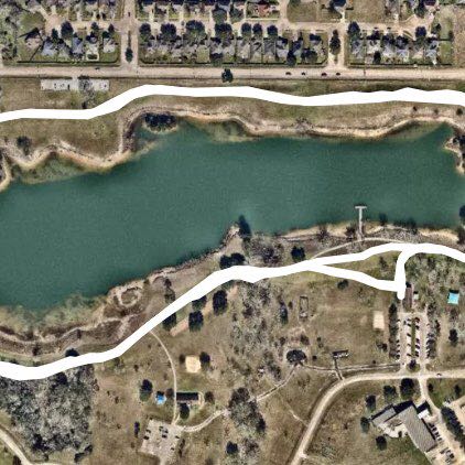 Tom Bass regional Park walking route map in Pearland
