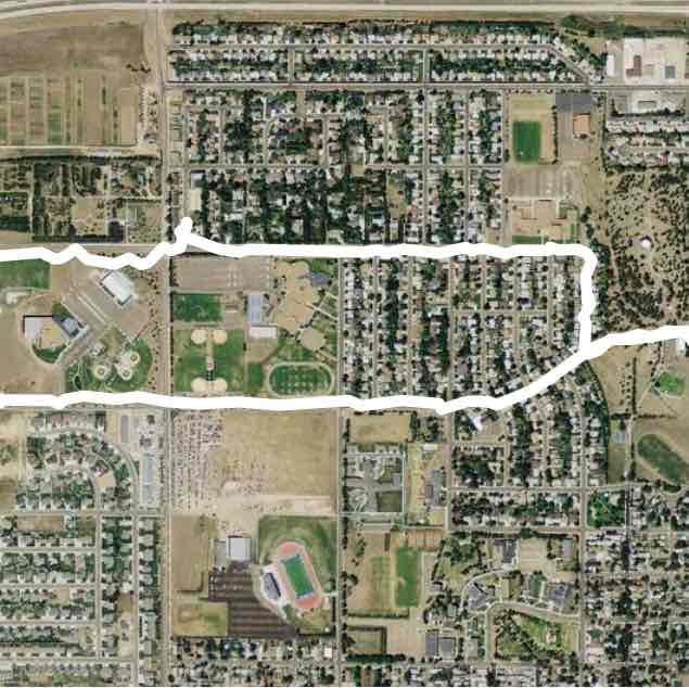 Community center walk walking route map in Dickinson