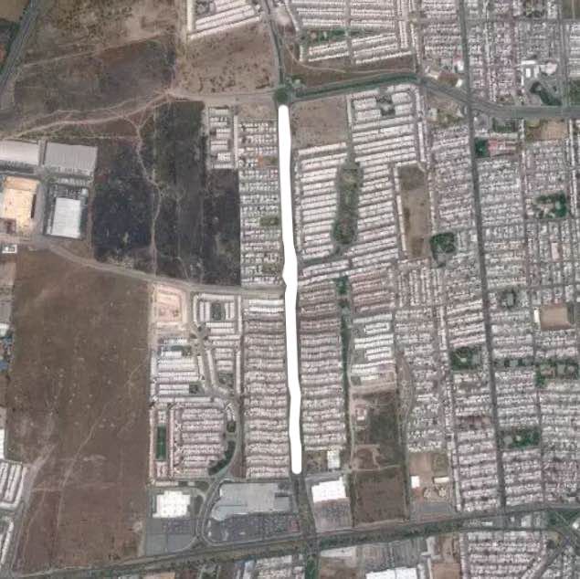 Linear park walking route map in Ciudad Apodaca