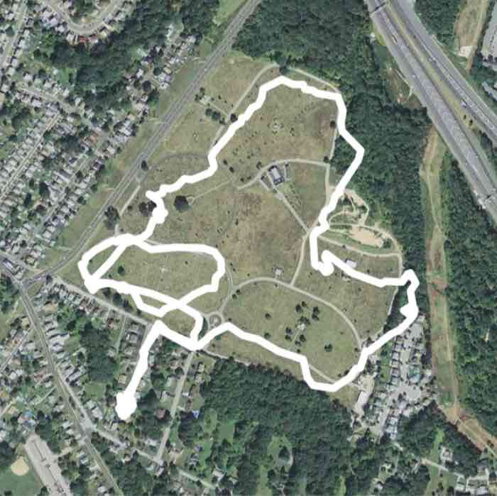 Cemetery walking route map in Rosedale