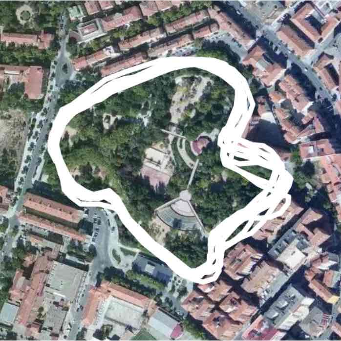 Walk through the Fueros Park walking route map in Teruel