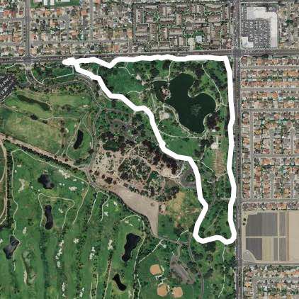 Miles square park walking route map in Santa Ana