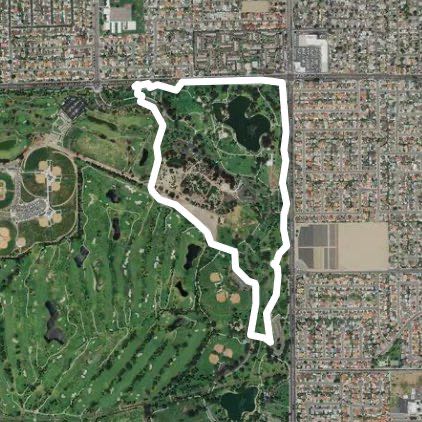 Miles Square park walking route map in Santa Ana