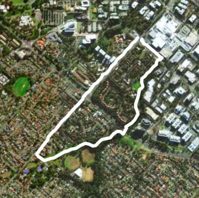 Shrimptons Creek walking route map in Macquarie Park