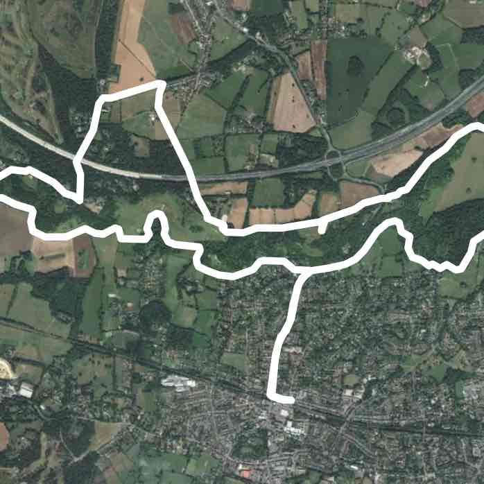 Reigate Hill walking route map in Redhill