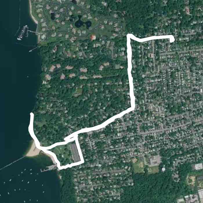 Morning park walking route map in Glen Cove