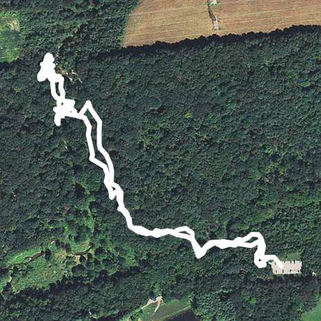 Kilgore Falls walking route map in Pylesville