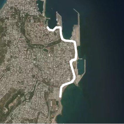 Rhodes Old Town Run walking route map in Rodos